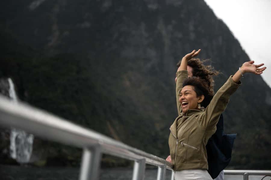 From Queenstown: Milford Sound Business Class with Cruise - The five-course meal and glass of bubbles